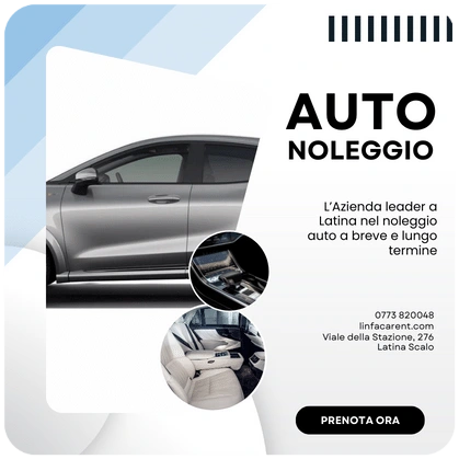 grafica di promozione di noleggio auto a latina